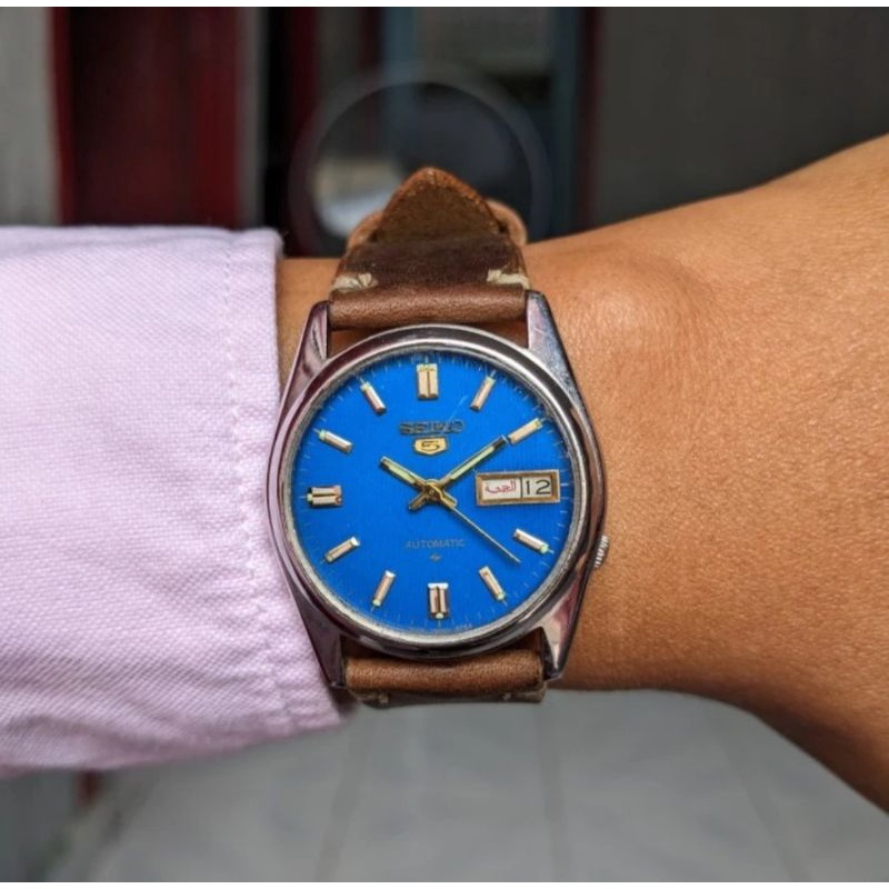 Jam Tangan Bekas Jam Tangan Pria Original Seiko 5 Automatic Blue Dial