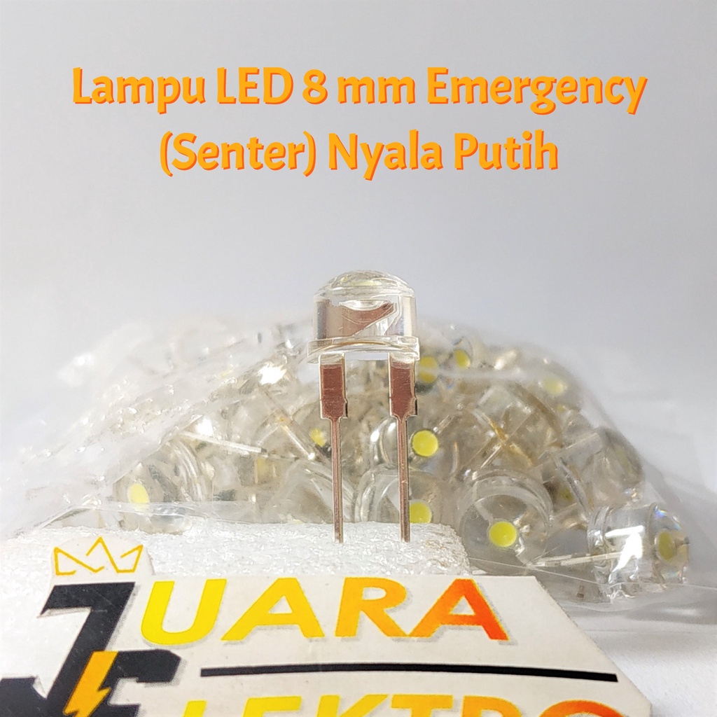 Lampu LED 8 mm Emergency (Senter) Nyala Putih