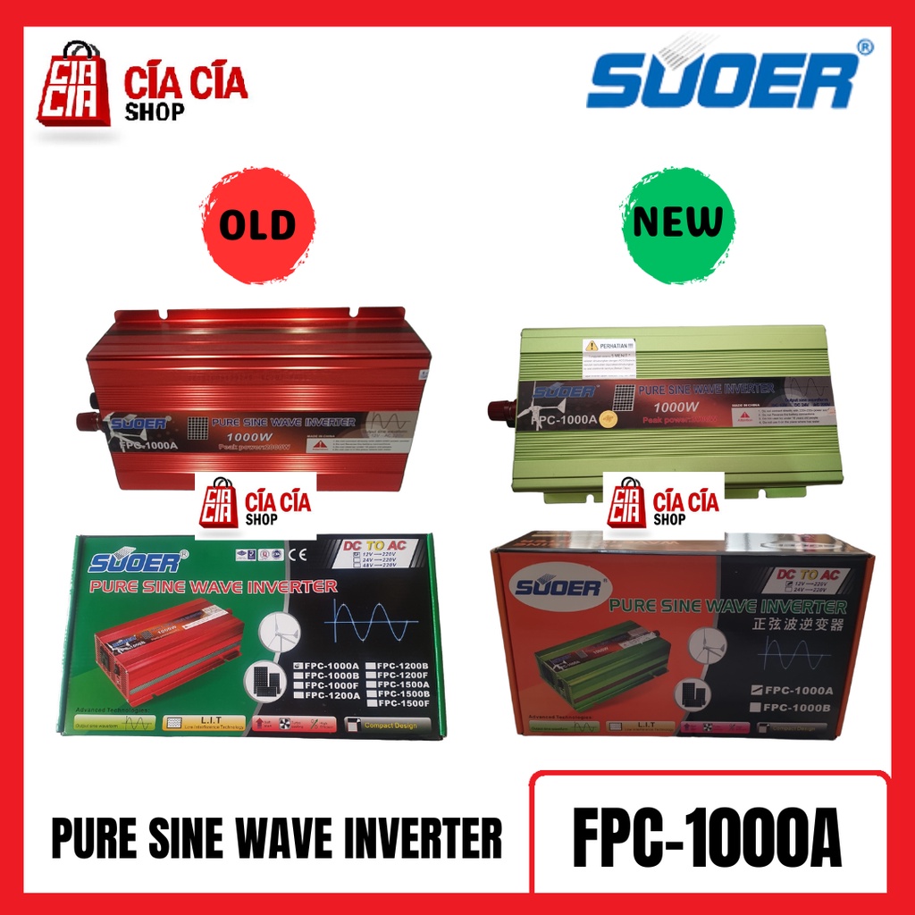 Suoer Pure Sine Wave Inverter 1000 Watt PSW Inverter 1000W Suoer FPC-1000A Inverter Sinus Murni