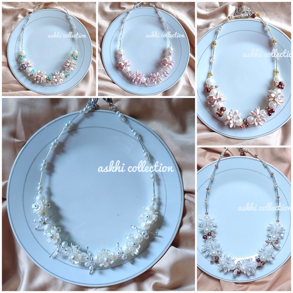 PREMIUM CRYSTAL BEADS NECKLACE / KALUNG DAILY HIJAB / Kalung Kristal Medan