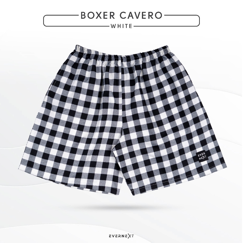 Celana Boxer Pria Motif Kotak Short Pants Square Celana Pendek Santai Pria – White SIZE M L XL