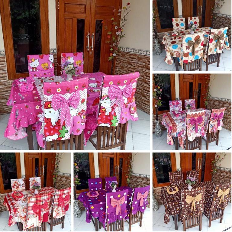 LANGSUNG ORDER COVER 4 KURSI SET / COVER TAPLAK MEJA MAKAN / KURSI SET