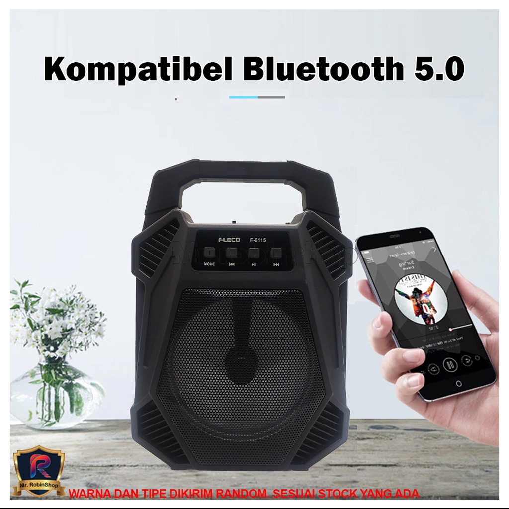 Speaker Bluetooth Wireless FLECO F-92/3 6114/6115/6117 USB Memory card AUX Mic FM Radio BERGARANSI