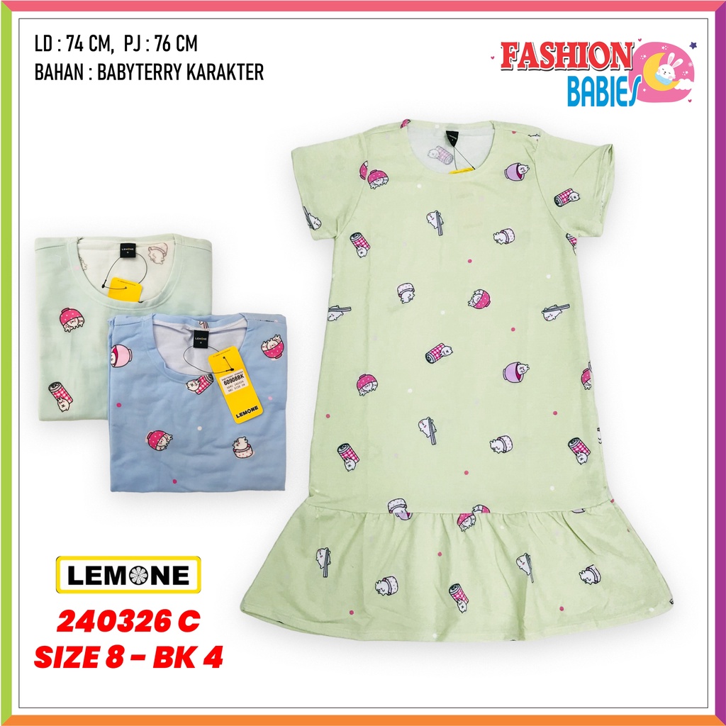 LEMONE KIDS D-609 BK | DRESS ANAK BAHAN BABYTERRY KARAKTER