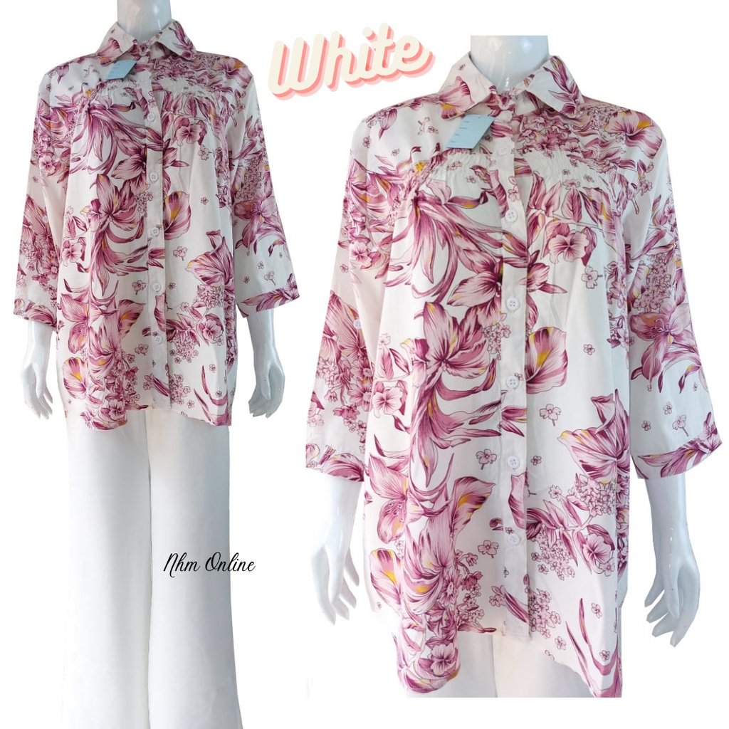 Atasan Kemeja Wanita Oversize adem Flower 301 Bestseller