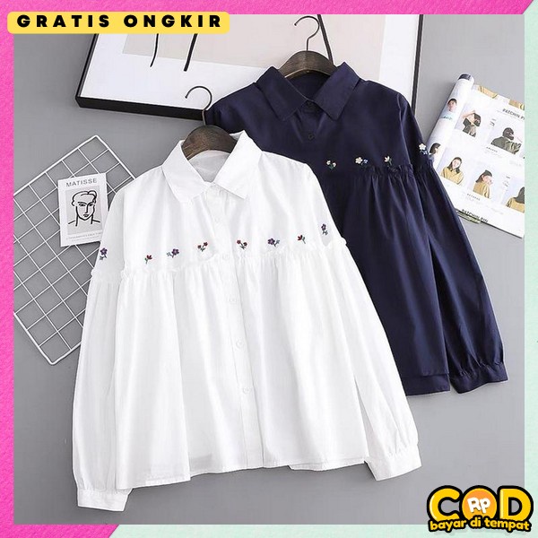 Kemeja Blouse Kekinian Blose Atasan Wanita Lengan Panjang Bluse Ibuibu Jumbo Blus Terbaru 2023 Bloes