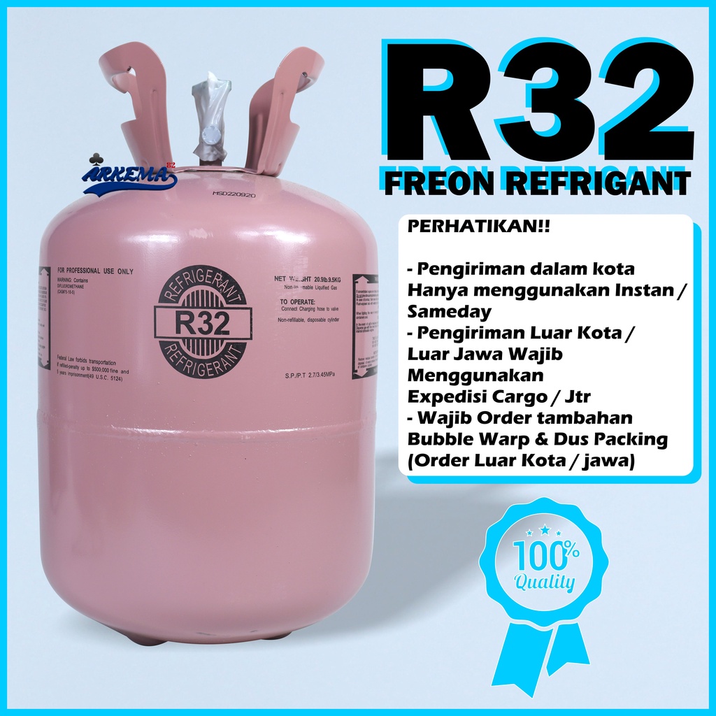 REFRIGANT R 32 TABUNG DAN ISI 9.5 KG | PREON ORIGINAL SEGEL | FREON AC R32 - ARKEMA