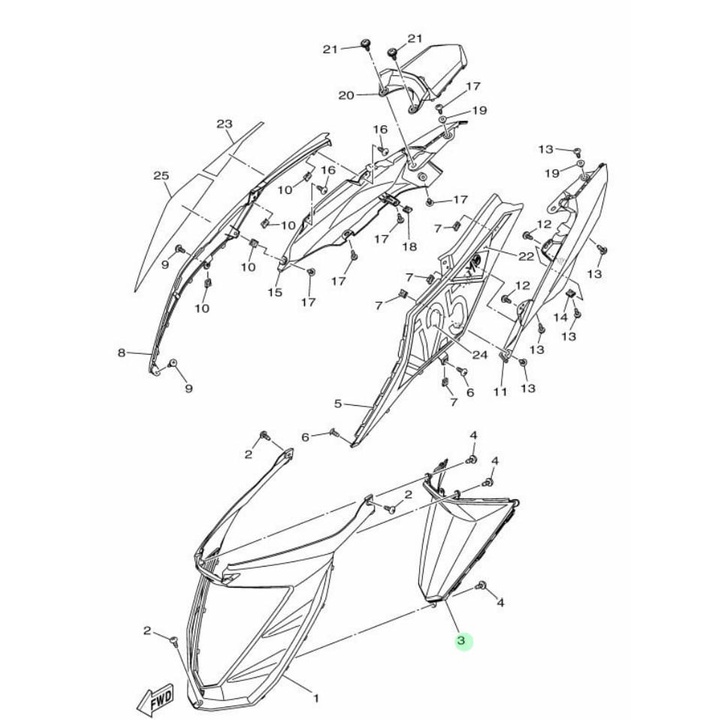 COVER TUTUP TANGKI BAWAH JOK MIO M3 MIO Z 125 ASLI ORI YAMAHA 2PH F171A 00