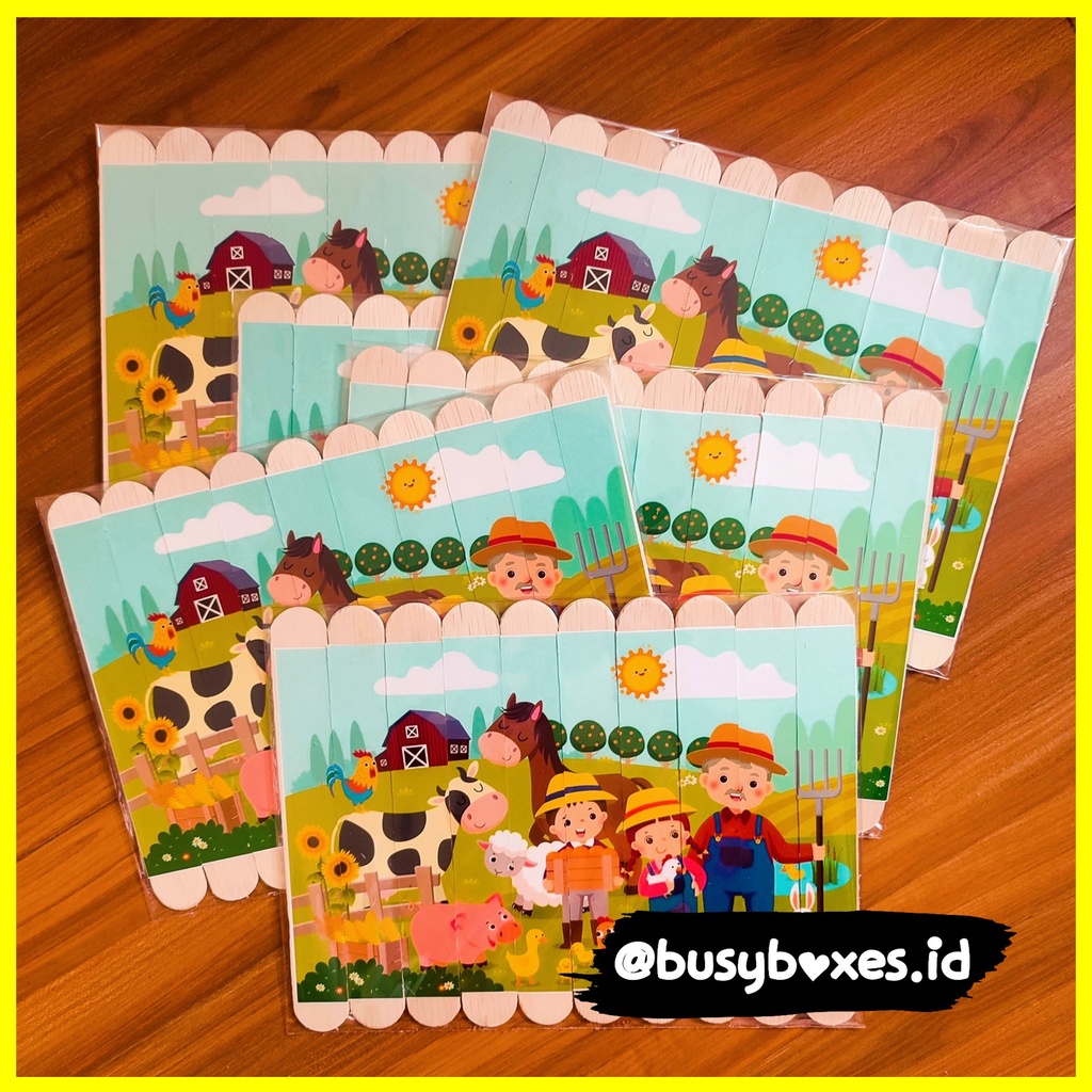 Busyboxes.id Mainan edukasi anak Puzzle popsicles 10 keping seri animals farm