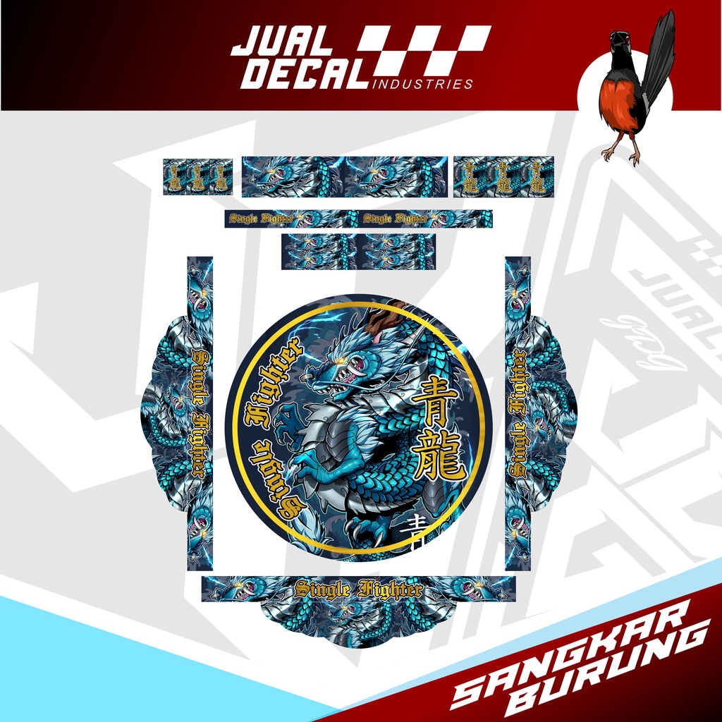 Stiker Decal Sangkar Murai NAGA Tebok Setiker Kandang Murai DRAGON no 1 2 3