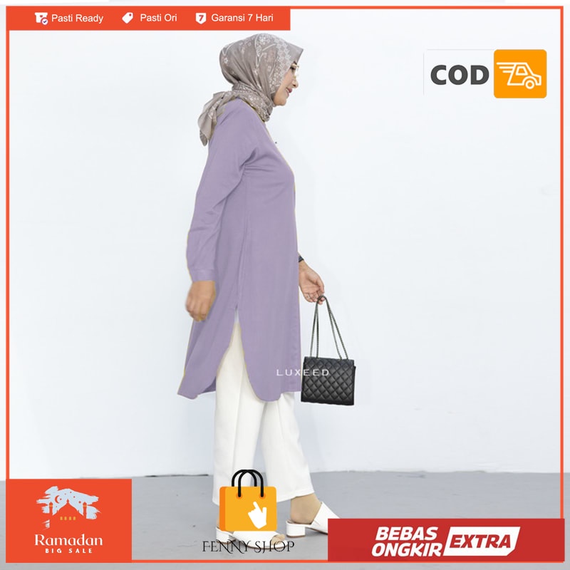 Tunik wanita terbaru tunik polos wanita tunik simple tunik mewah tunik - lilac M