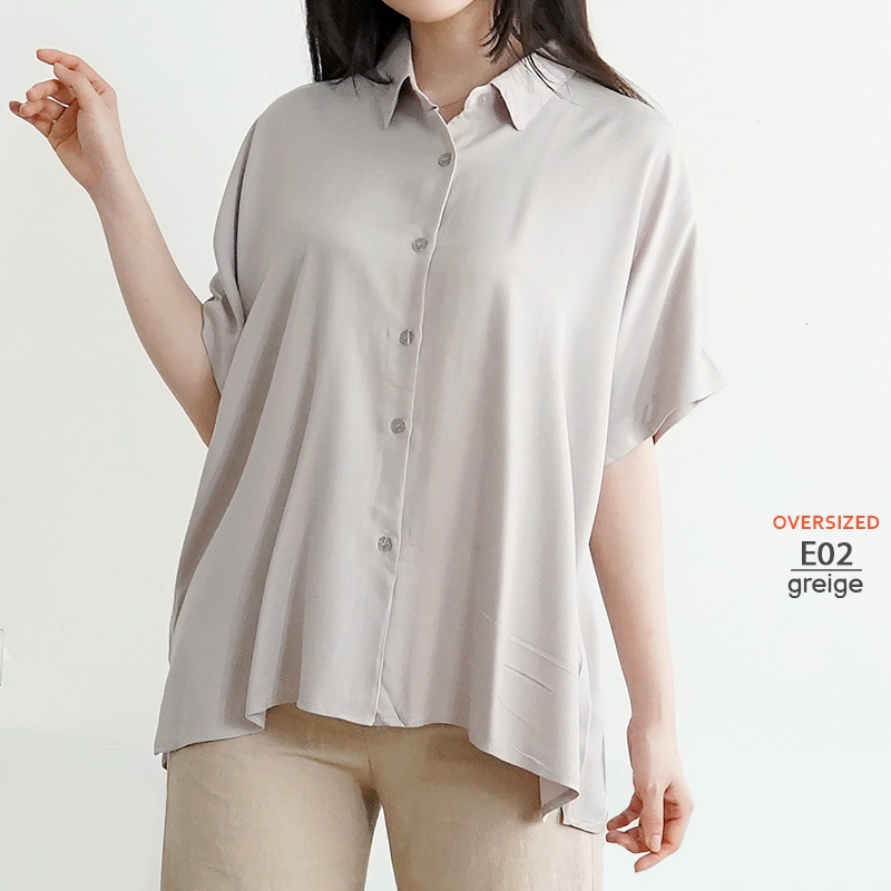 ARENA - Kemeja Oversize Wanita / Atasan Kerja Polos / Casual Blouse