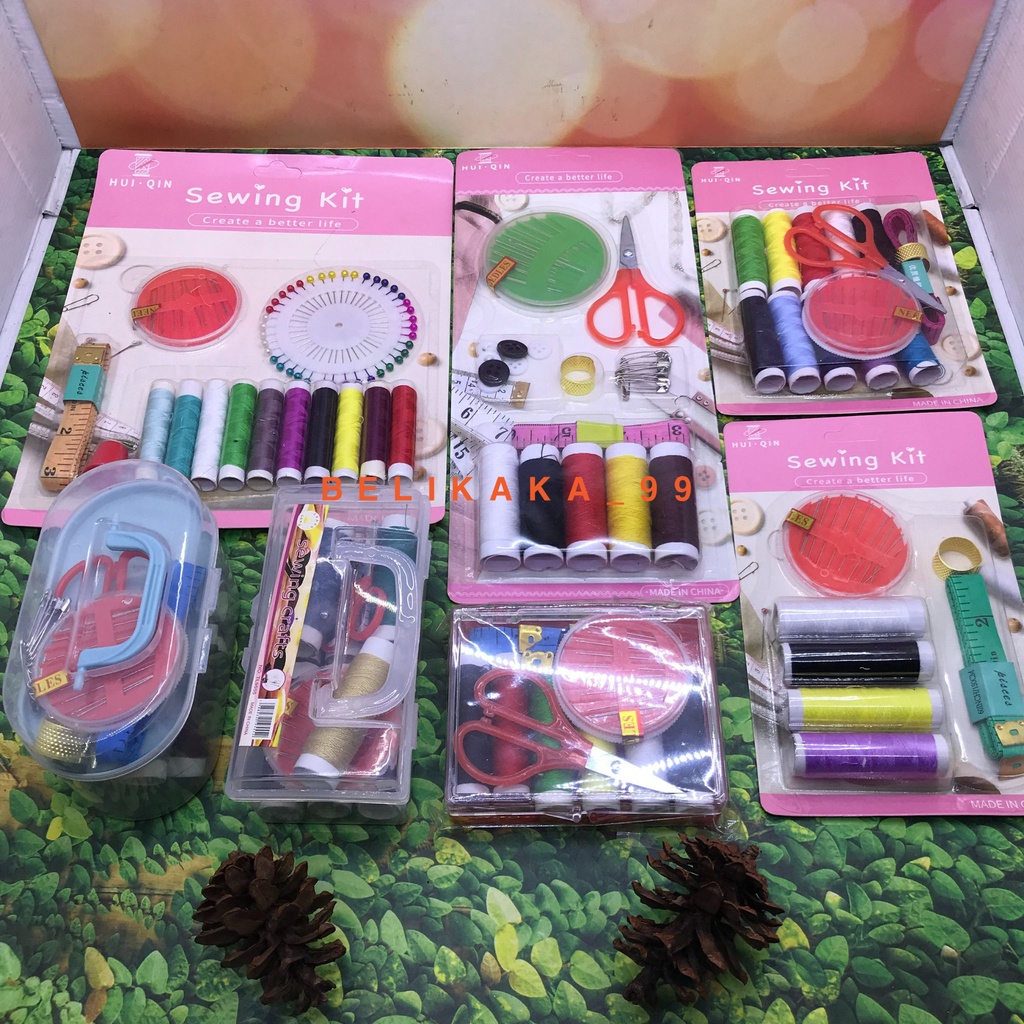 SET ALAT JAHIT BOX KAR ISI BENANG JARUM GUNTING METERAN PENITI KANCING PROTEKTOR DLL / PERALATAN JAHIT / BENANG JAHIT SET / ALAT SET JAHIT ISI 8 BENANG / SEWING KIT BOX / PERALATAN JAHIT LENGKAP