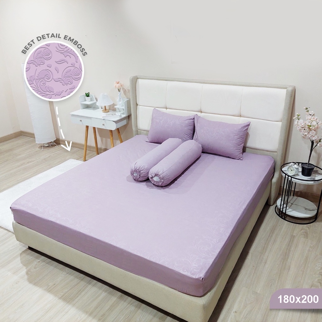 [✅COD] Set Seprei Sprei 180x200 Dan 4 Sarung Bantal Guling Homemade Katun Embos Aneka Warna Polos Dekor Dekorasi Kamar Tidur Perlengkapan Rumah Murah