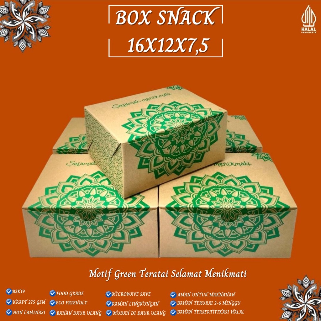 Snack Box 16x12 Dus Roti Motif Teratai (B2K19-Non Laminasi)