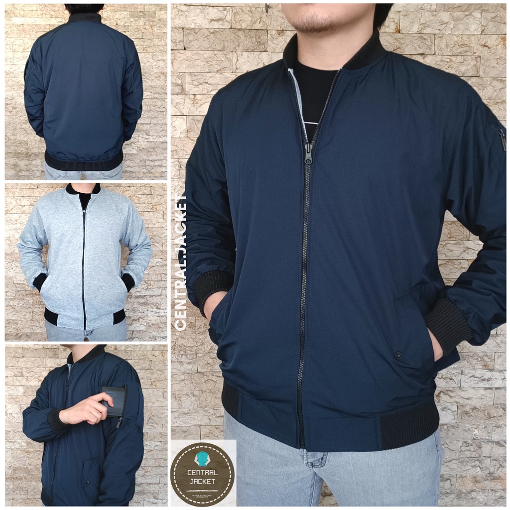 Jaket Bomber Polos Pria High Quality - Jaket Bomber Bolak Balik