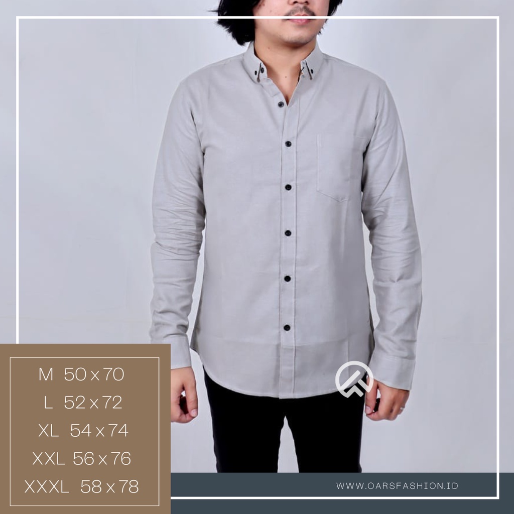 Kemeja coupel  Ayah dan anak laki laki lengan pendek warna Abu muda softgrey hem pria polos lengan panjang