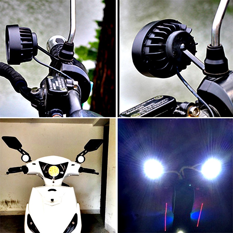 SEPASANG Lampu Tembak Waterproof Sorot 6 Mata LED Spion Motor 6 Watt 12Volt Plus Saklar On Off