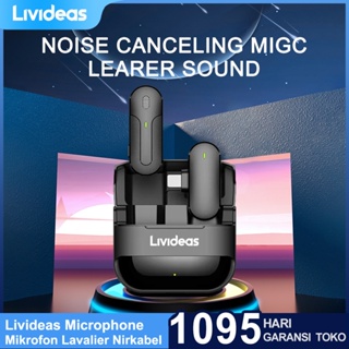 Livideas Wireless Microphone Dual Lavalier Microphone Bluetooth Plug & Play Lapel  Mic with Charging Case Mikrofon for TikTok Microphone Live Stream mic Vlog Video mic Recording Noise Reduction Auto Sync