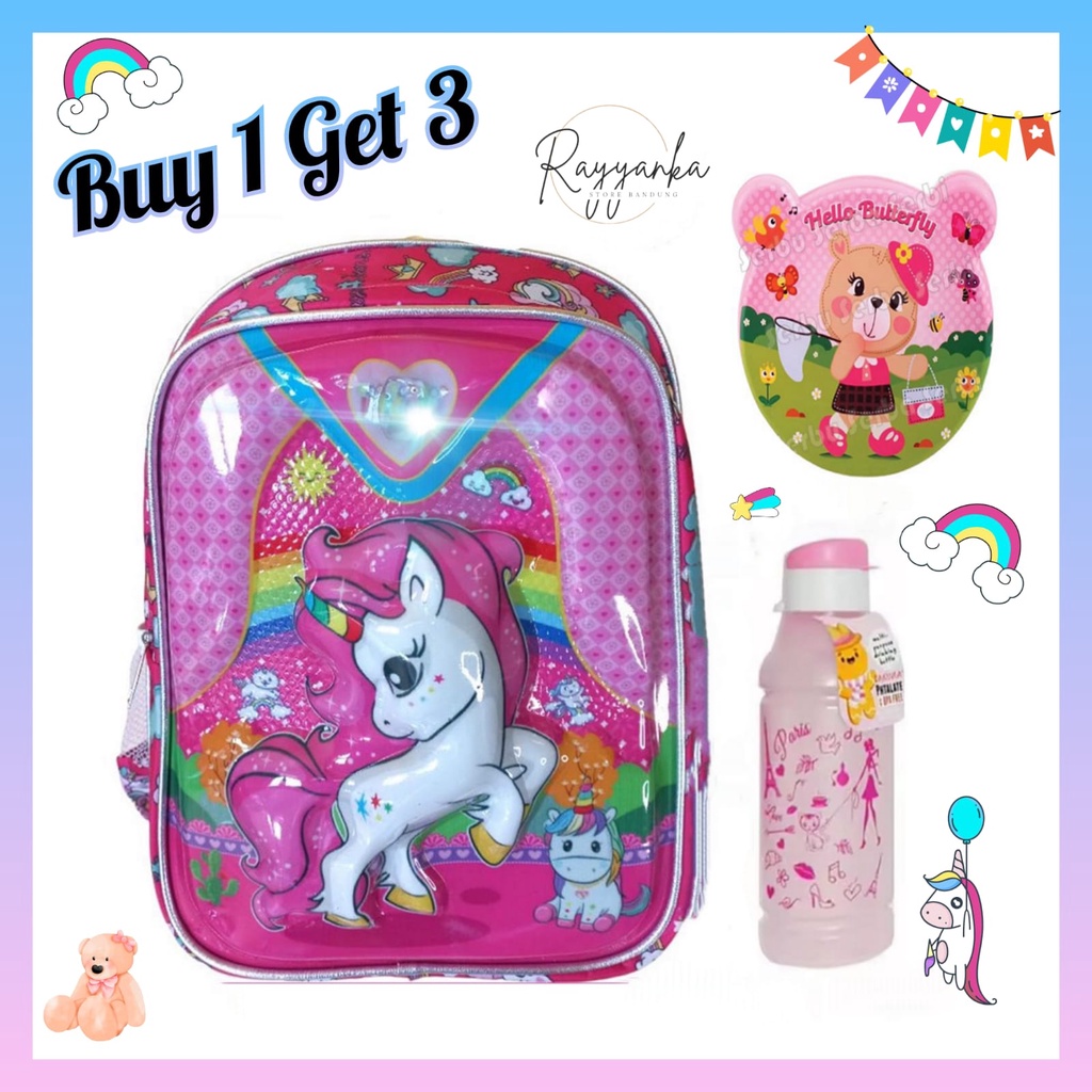 Tas Anak Perempuan Untuk Sekolah Tk Paud Motif Kuda P0nyy Paket Buy 1 Get 3