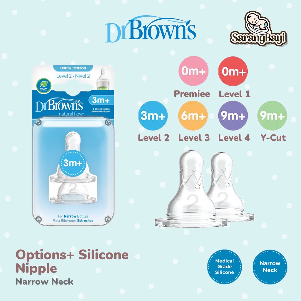 Dr Browns Silicone Narrow Neck Options Standard Nipple / Dot Botol Susu Bayi