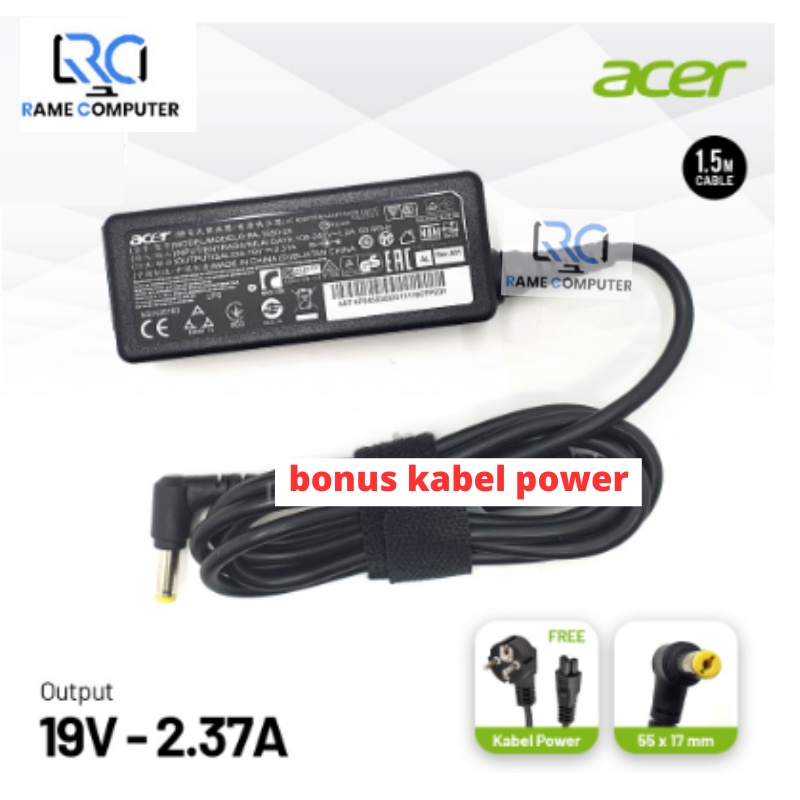 Adaptor Acer 19V 2.37A 5.5x1.7mm / Charger Laptop / Charger acer