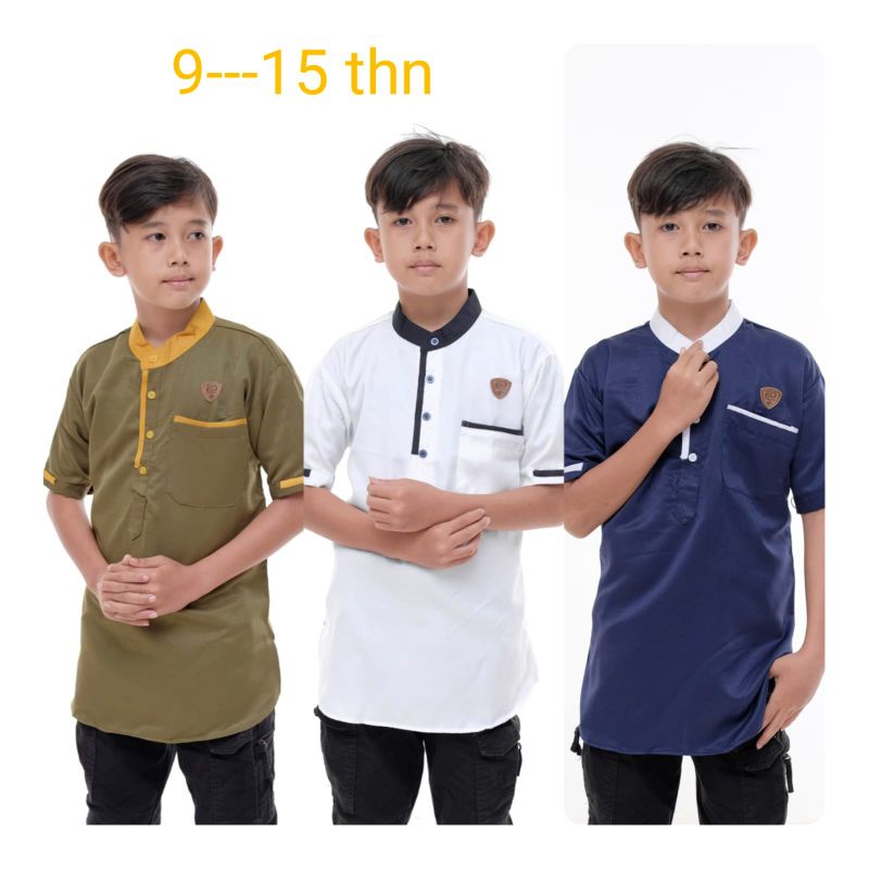 baju koko kurta anak tanggung usia 9-14 tahun lengan pendek terbaru