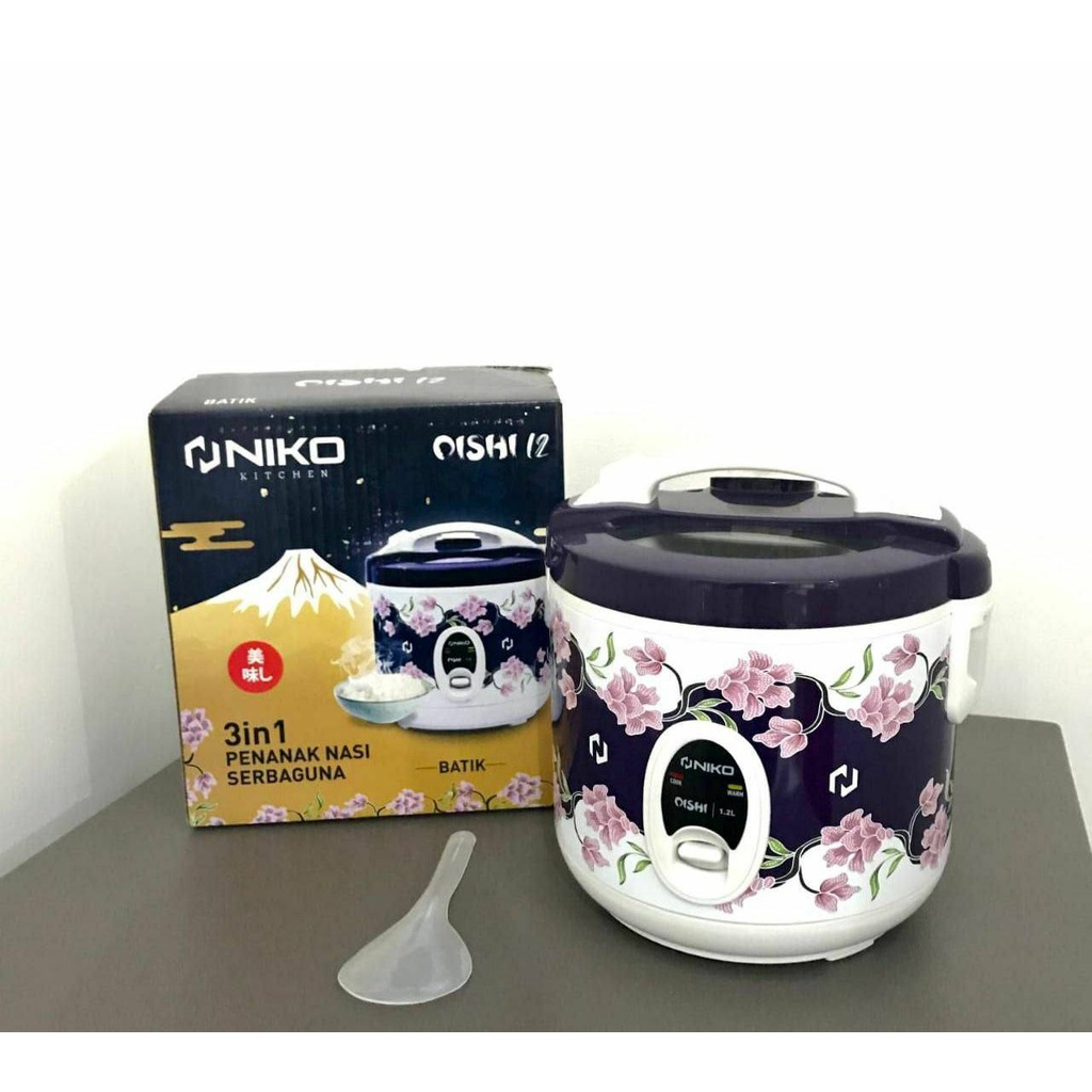 PROMO Mejikom NIKO OISHI BATIK 1.2 Liter Rice Cooker TUTUP KACA Transparan 100% ANTI LENGKET 300 Watt - 3 in 1 Menanak, Menghangatkan dan Mengukus - FAMOUS STAR SHOP