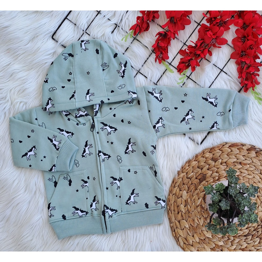 sweater atasan bayi laki laki perempuan lucu murah motif CANDY HORSE 3-12 bulan