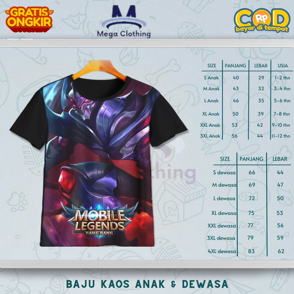 Kaos ML Mobile Legend Mage Zhask Anak & Dewasa - Baju Couple Anak & Dewasa ML Mobile Legend Mage Zha