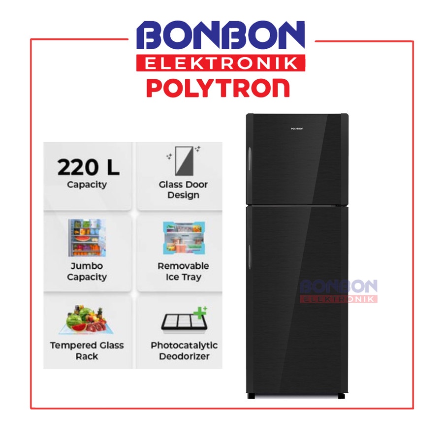 POLYTRON Kulkas 2 Pintu 220L PRM-23DMY Belleza 220 Liter 23 DMY