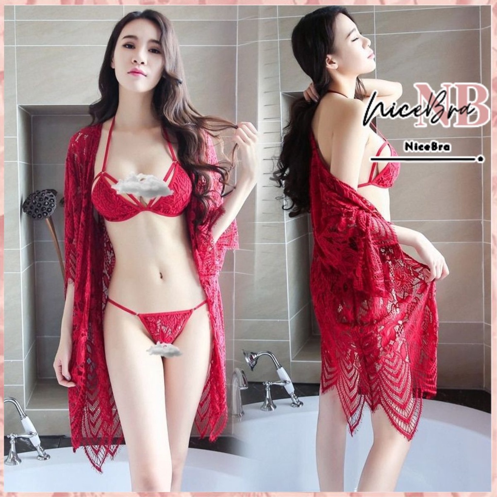 Nicebra Longnight Hot Lingerie baju tidur+CD+BRA  import 3008