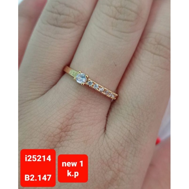 Cincin dewasa remaja Permata satu lapis emas anti karat