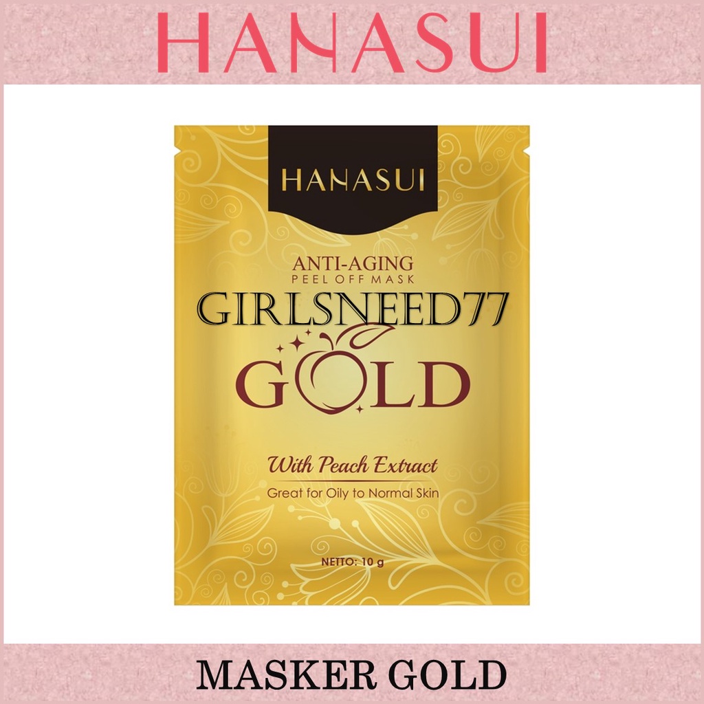 Hanasui GOLD Anti Aging Peel Off Mask Brightening Lightening Masker Wajah kemasan 1 sachet