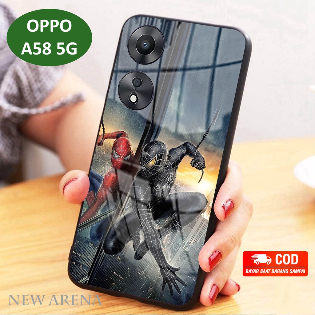 Softcase Glass Kaca OPPO A58 [5G]- Case Hp Pelindung Handphone OPPO A58 [5G] [ A55]