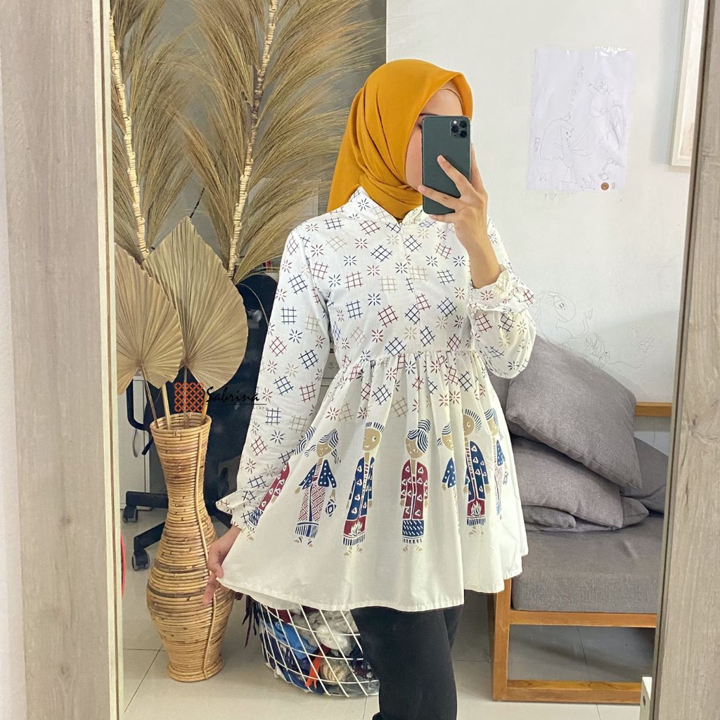 Lukita Blouse Atasan Batik Kerja Kantor Wanita Cewek Modis Kekinian Modern Busui Friendly