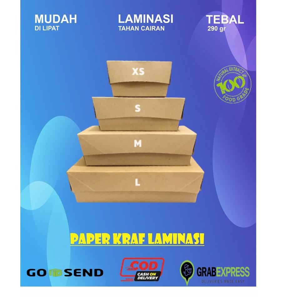 

Harga Murah Paper Lunch Box ( isi 40 pcs ) Lunch Box Paper Xs S M L Kotak Dus Kemasan Makanan Nasi Ayam Geprek Kraft laminasi isi 40 pcs