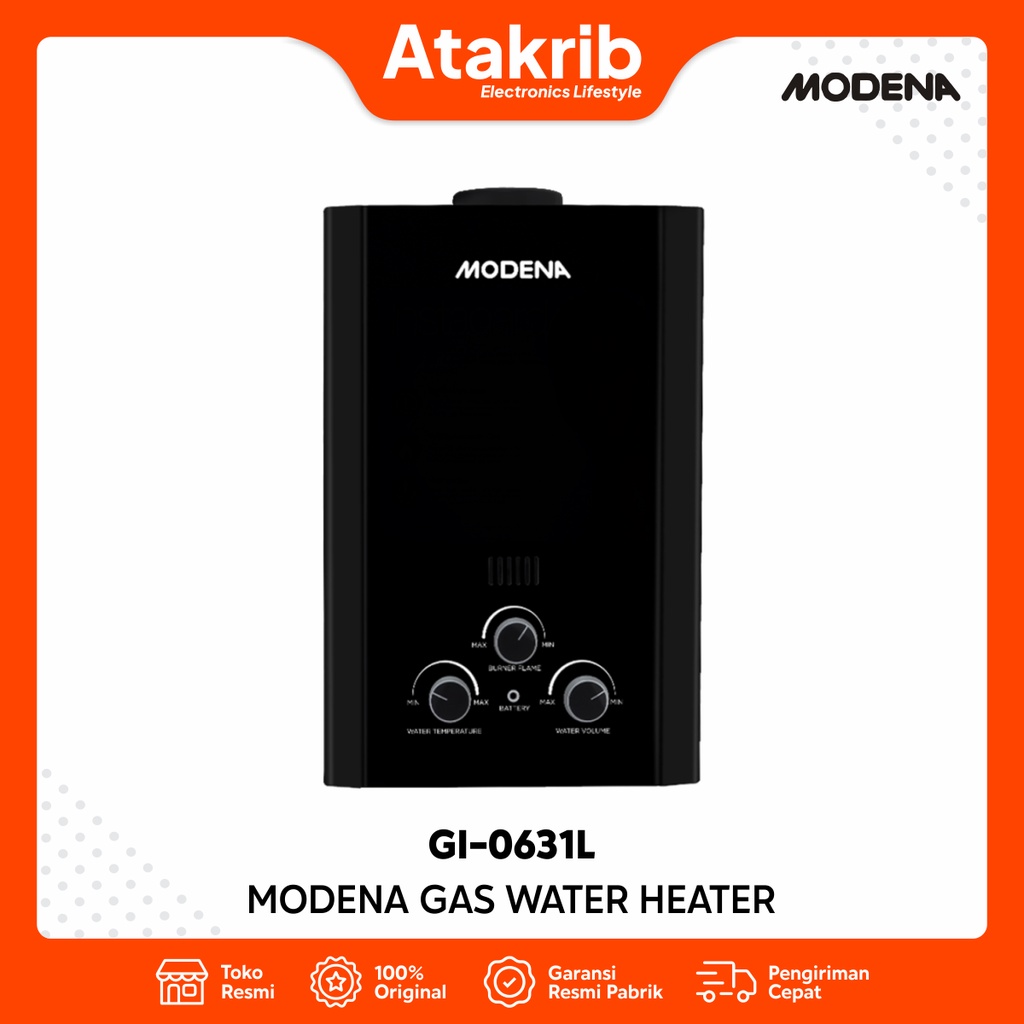 MODENA GAS WATER HEATER GI-0631L Kapasitas 6 Liter