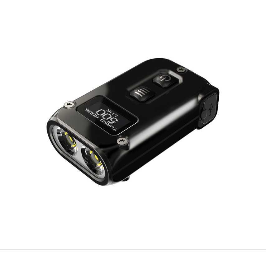 NITECORE Senter LED Intelligent Keychain Light with OLED Display - TINI2-SS - Black