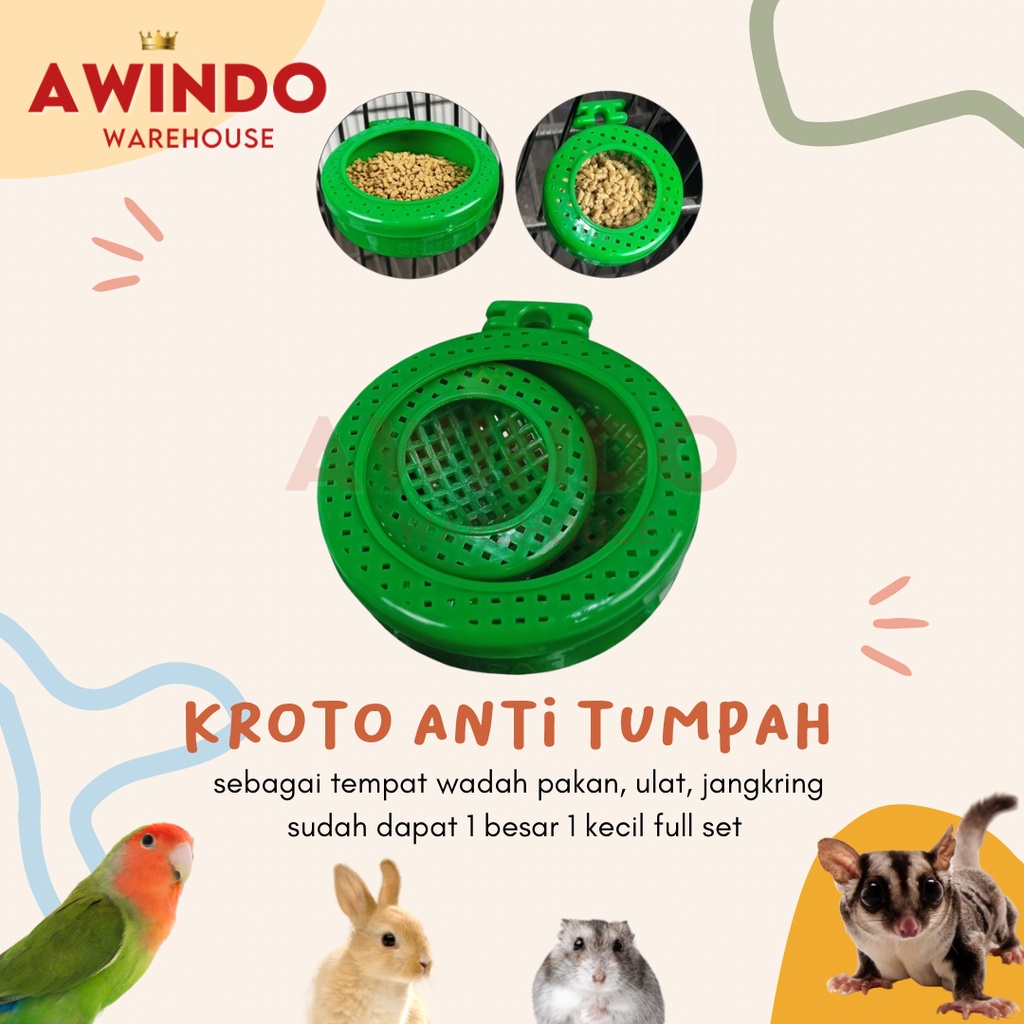 KROTO ANTI TUMPAH - Wadah Tempat Pakan Makanan Burung Ulat Jangkrik