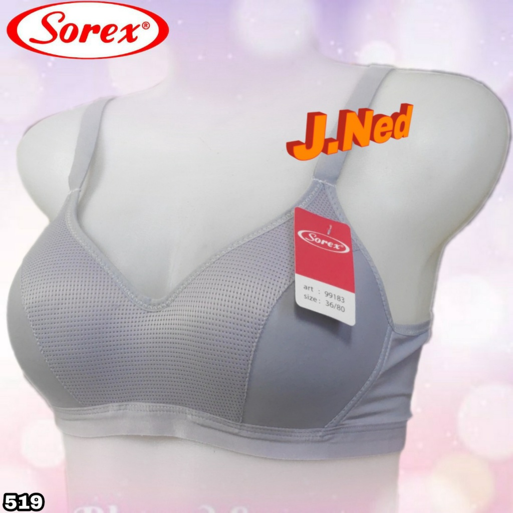 J519 - BRA/BH WANITA SOREX BUSA TIPIS TANPA KAWAT CUP B SIZE 36 - 42