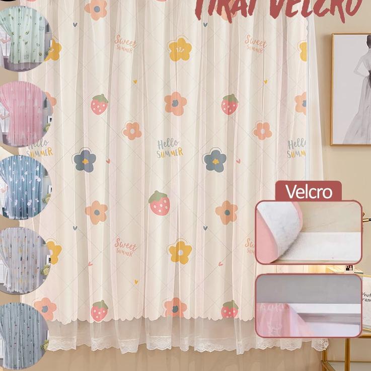 HOT XXMake Tirai Hordeng Jendela /Tirai Gorden Magic Velcro /Velcro Tanpa Paku  Pemasangan Gampang 2
