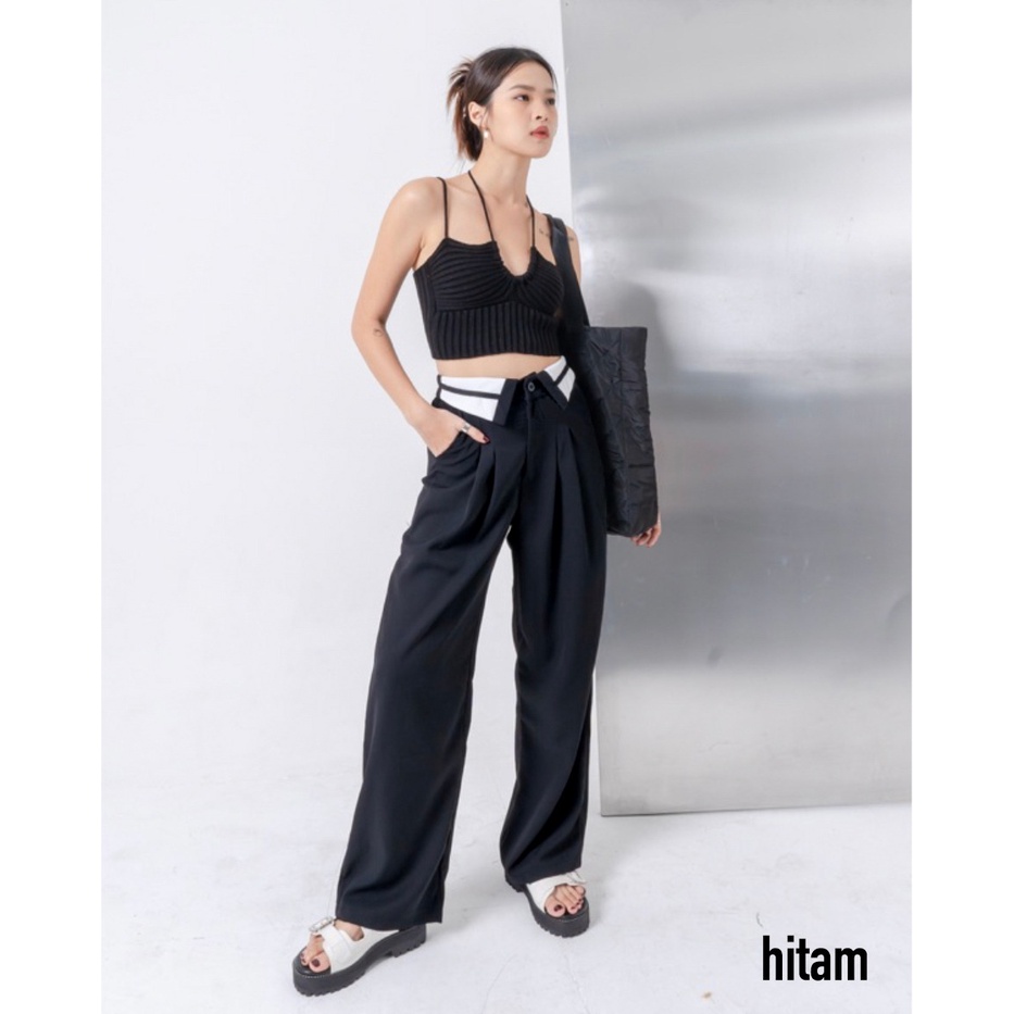 Nayra Pants Collar Pants Wide Pants Kulot Highwaist | Celana Import Bangkok HOPYLOVY