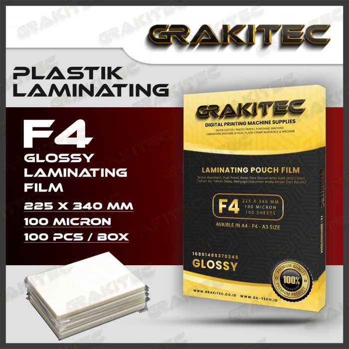 Terlaris Plastik Laminating Film A4 F4 A3 Glossy 100 Micron 100 Pcs Gk-Tech