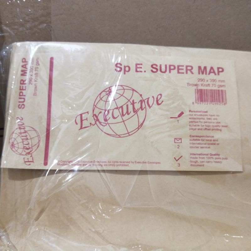 

1 Pak / 100 lbr Amplop Coklat Kraft Super MAP 70 gsm 290 x 390 mm