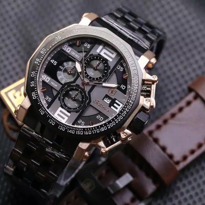 JAM TANGAN PRIA TETONIS RANTAI PAKET GARANSI 1 TAHUN