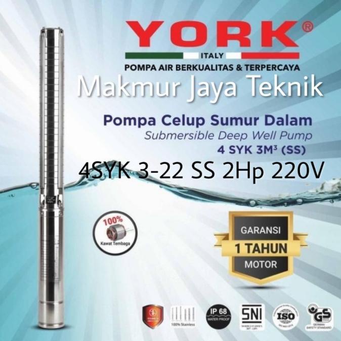 Pompa Air Submersible York 4Syk 3-25 Ss 2Hp 1Phase/Pompa Satelit York