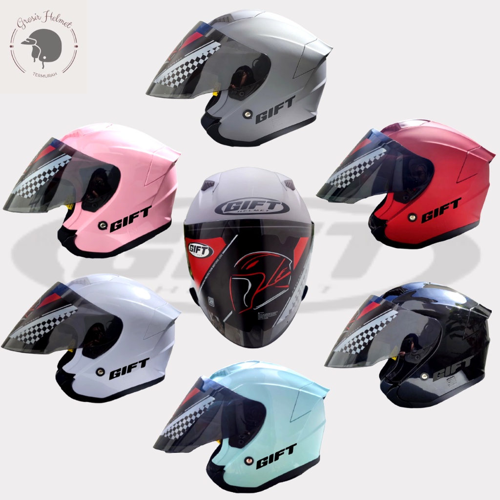 Helm Half Face Polos atau solid | Helm Gift Sargon SNI pilihan KACA HITAM DAN BENING FREE SPOILER