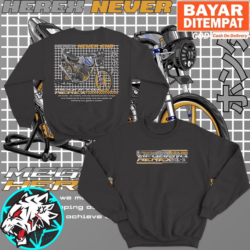 JAKET SWEATER HONDA MEGAPRO HEREX NEVER DIE BIG SIZE JUMBO SWEATER MEGAPRO HEREX COWOK CEWEK