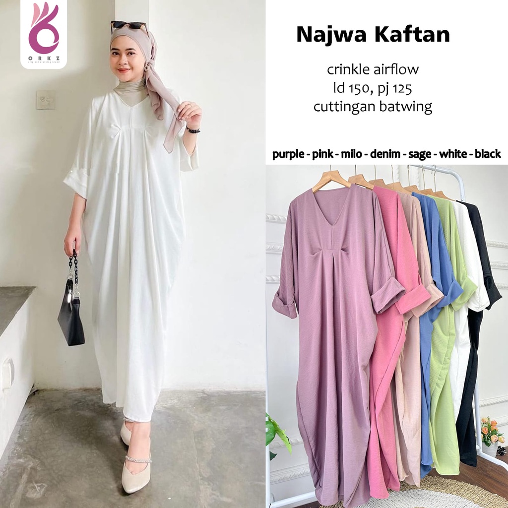 Najwa Kaftan Crinkle Air Flow Fashion Muslim Original Produk By Ori